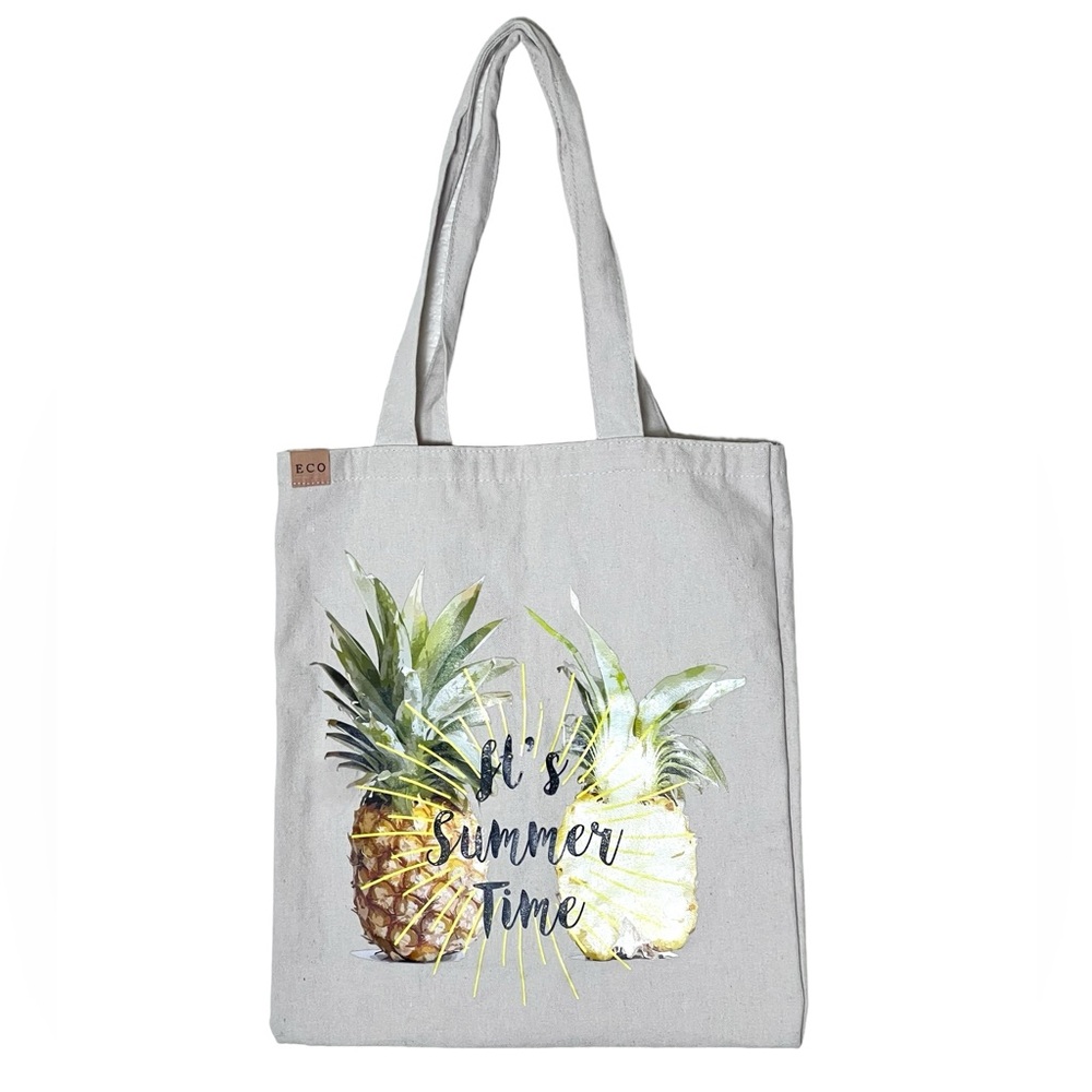 ECO | Like new It’s Summer Time graphic pineapple bag cotton tote